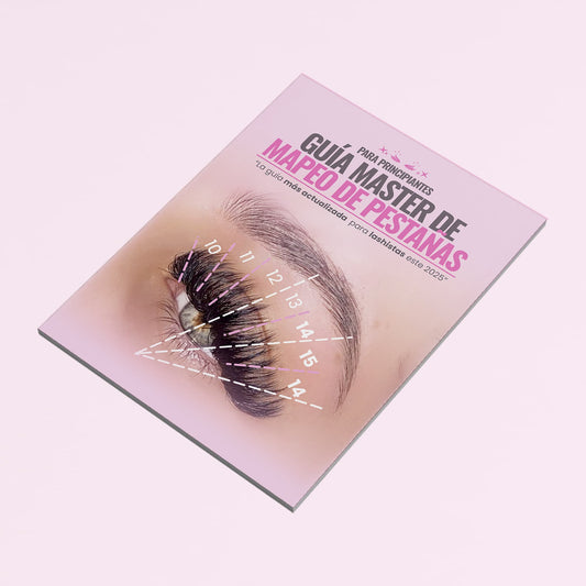 Portada de la Guía Master de Mapeo de Pestañas de Dollis Lashes, versión física con diseño profesional.